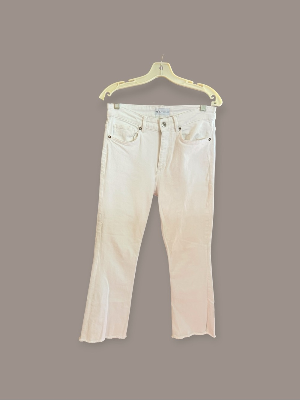 Zara Cream Flare Crop Jeans